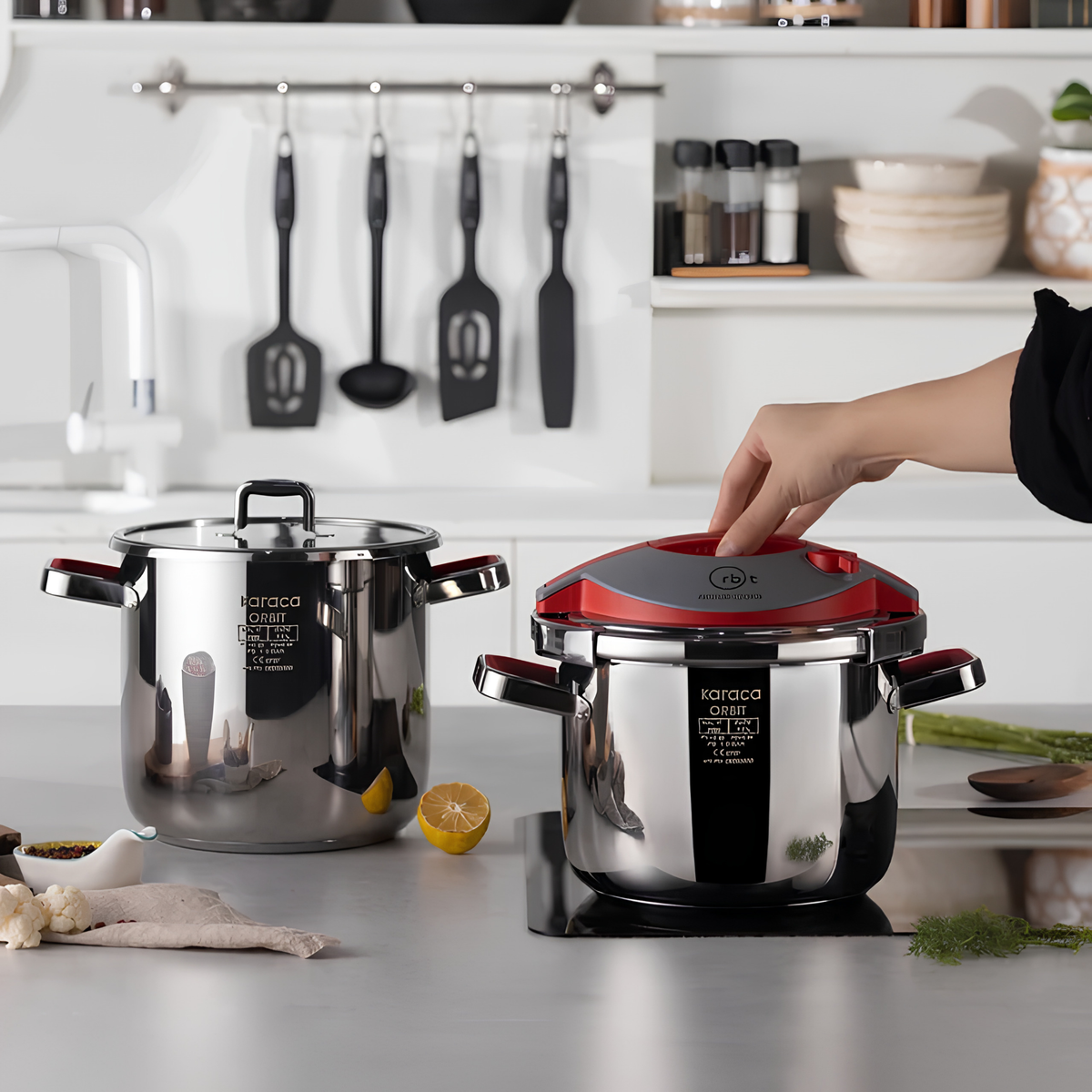KARACA SET D'AUTOCUISEUR ORBIT RED | 6 + 8 LITRES