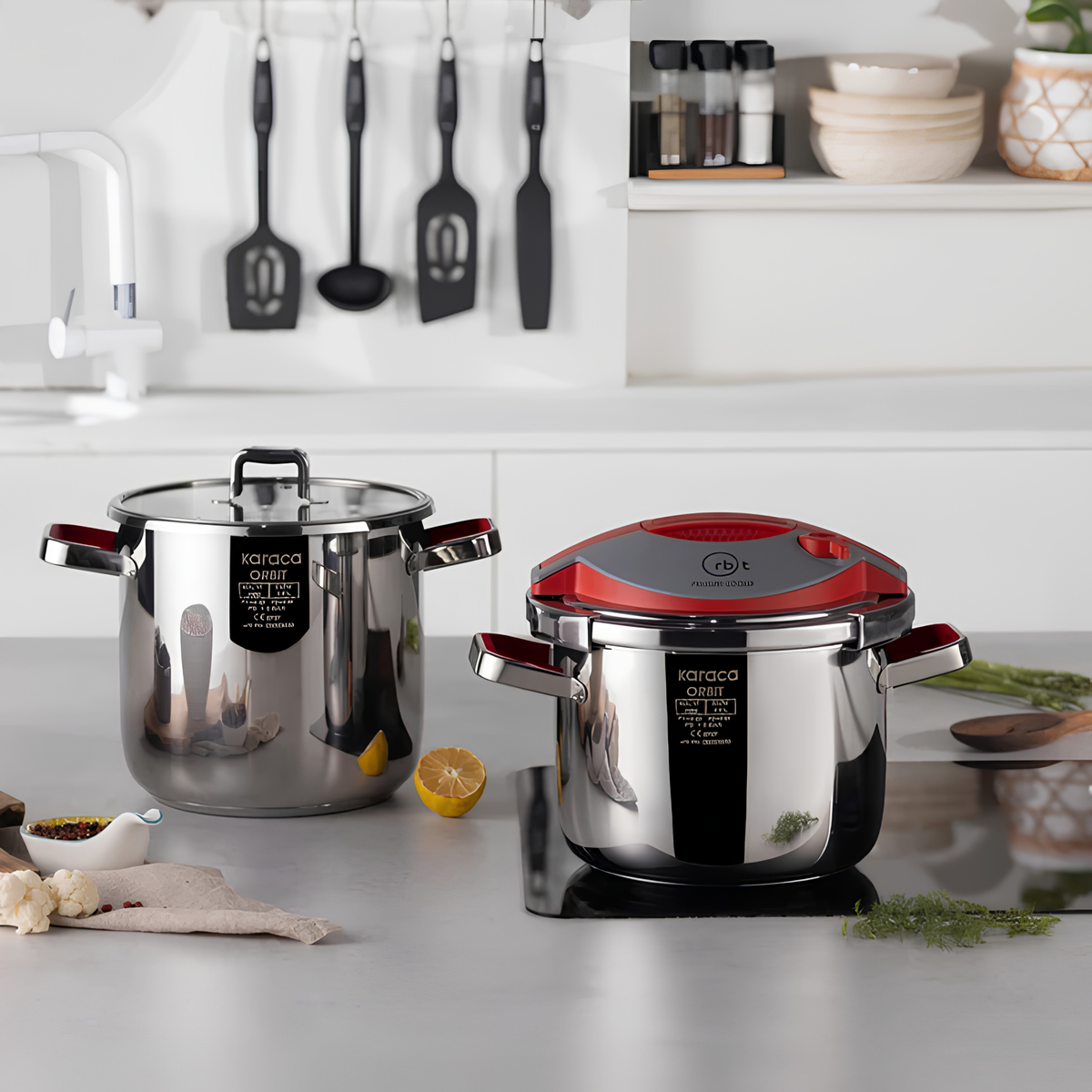 KARACA SET D'AUTOCUISEUR ORBIT RED | 6 + 8 LITRES