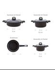KARACA BATTERIE DE CUISINE BIOGRANIT V1 BLACK GOLD 7 PIECES
