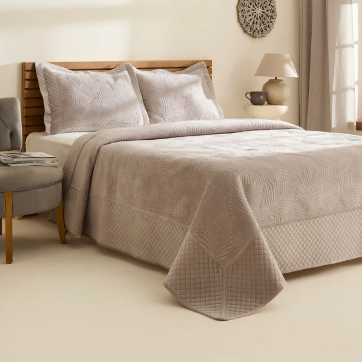 KARACA ENSEMBLE DE COUVRE LIT LEAN GRIS | 230X240CM | 3 PIECES