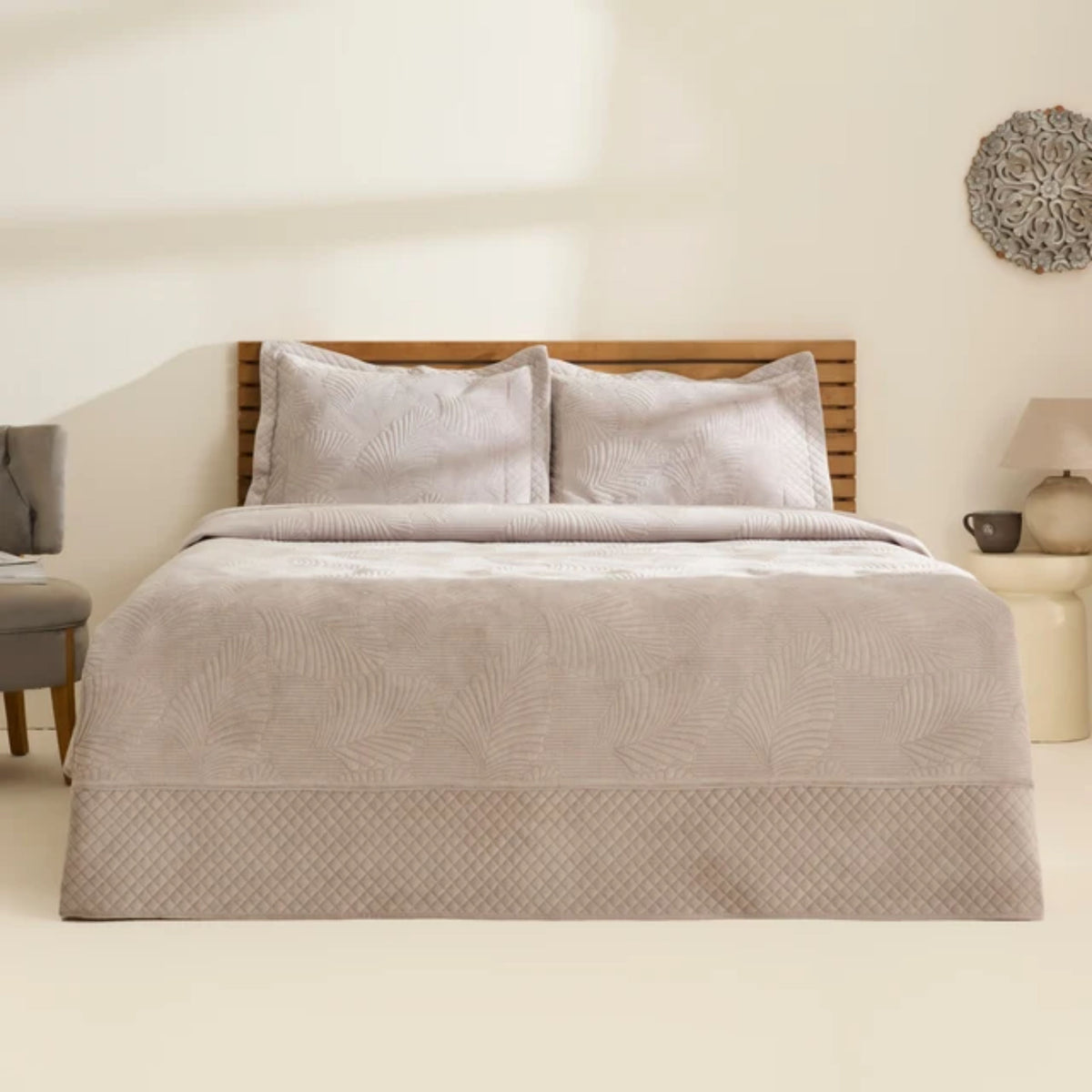 KARACA ENSEMBLE DE COUVRE LIT LEAN GRIS | 230X240CM | 3 PIECES