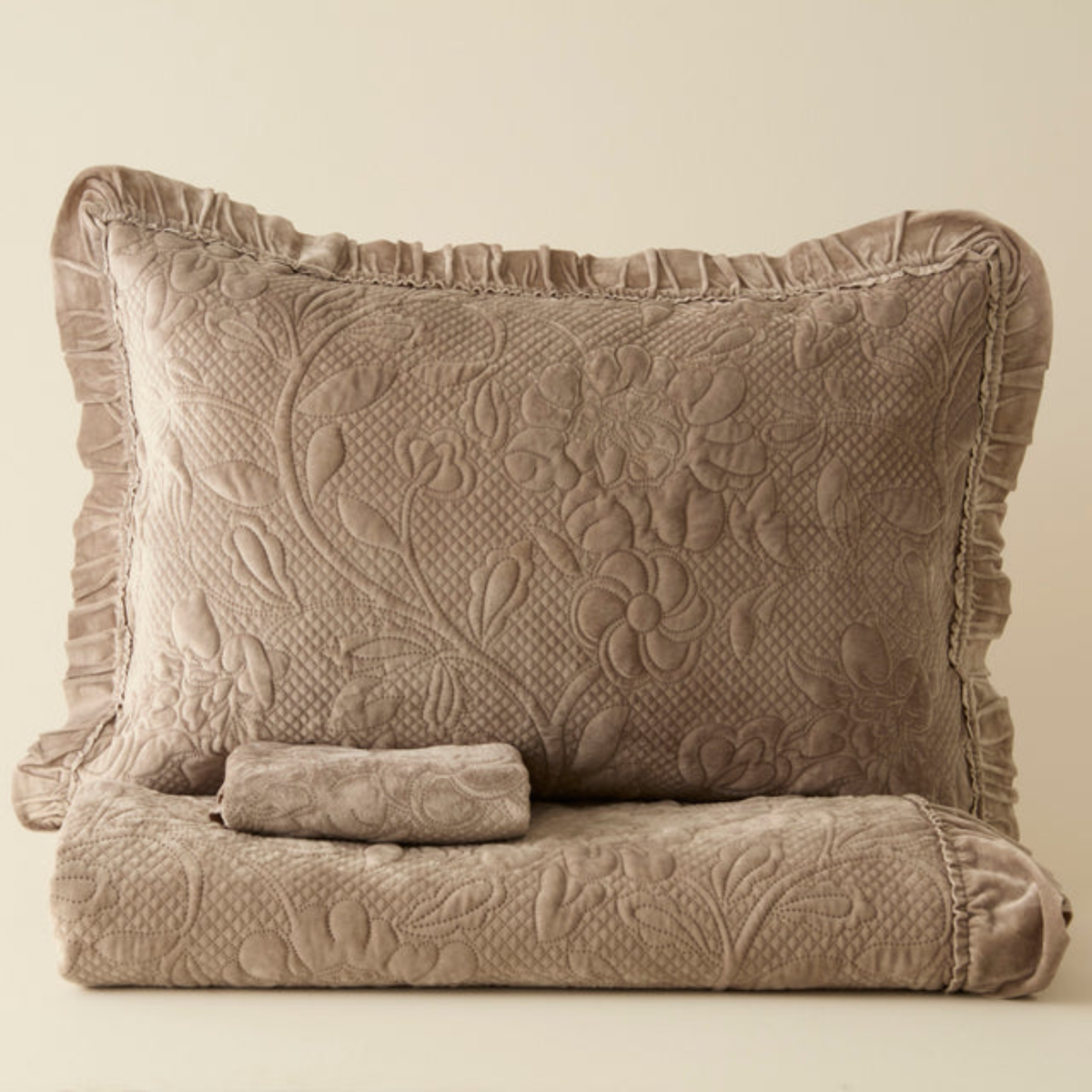 KARACA ENSEMBLE DE COUVRE LIT AUDREY GRIS | 230X240CM | 3 PIECES