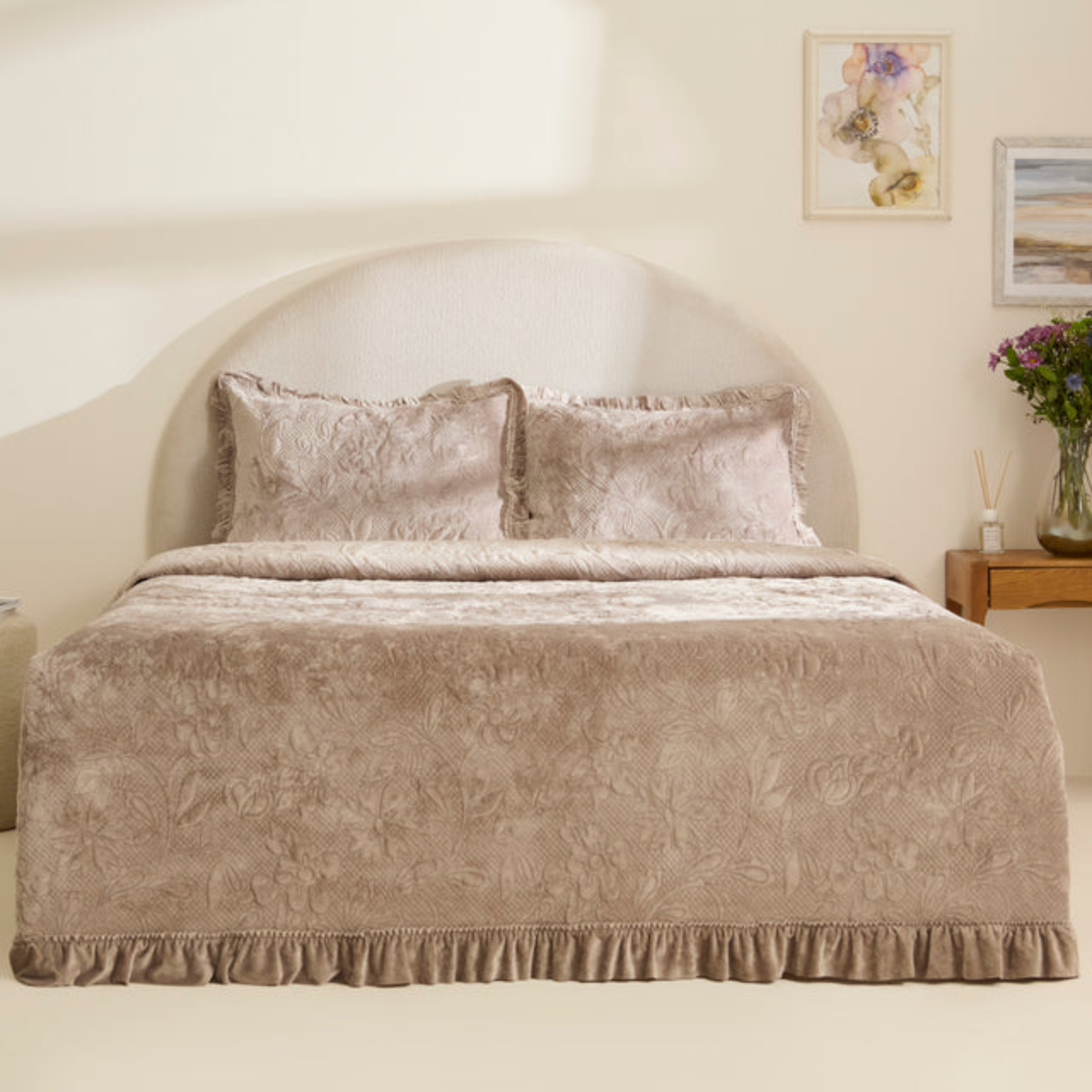 KARACA ENSEMBLE DE COUVRE LIT AUDREY GRIS | 230X240CM | 3 PIECES