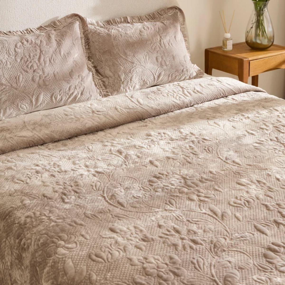 KARACA ENSEMBLE DE COUVRE LIT AUDREY GRIS | 230X240CM | 3 PIECES