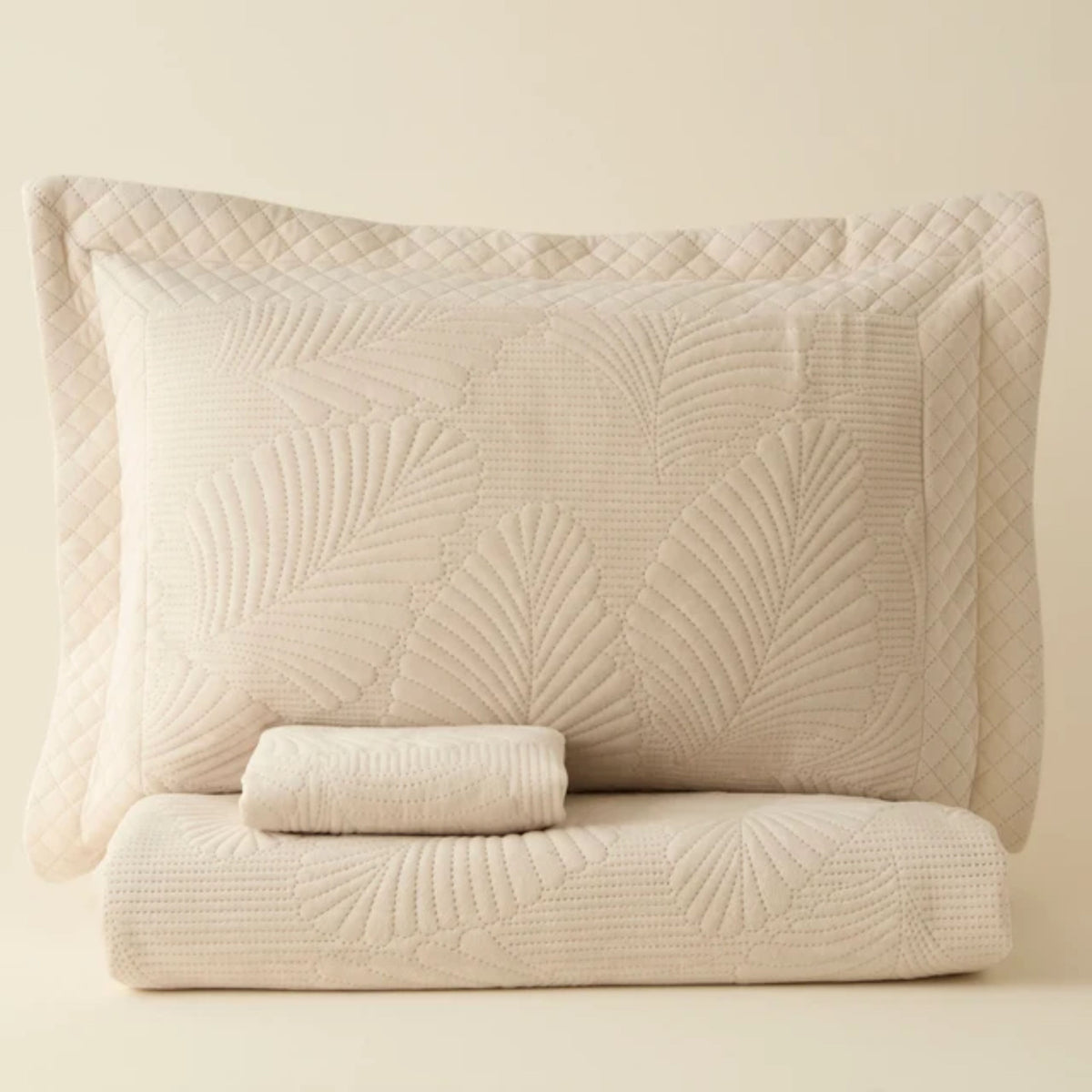 KARACA ENSEMBLE DE COUVRE LIT LEAN ECRU | 230X240CM | 3 PIECES