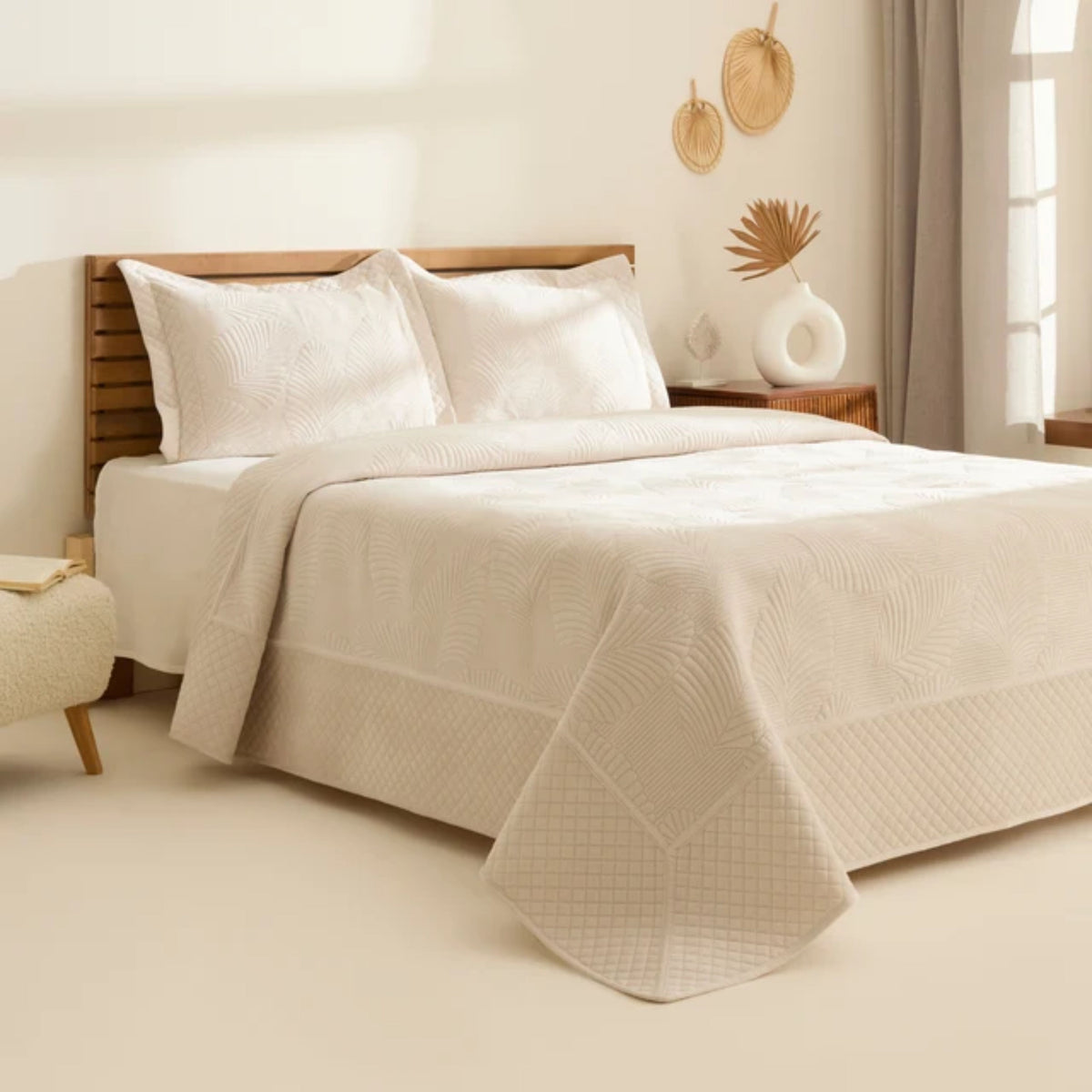 KARACA ENSEMBLE DE COUVRE LIT LEAN ECRU | 230X240CM | 3 PIECES
