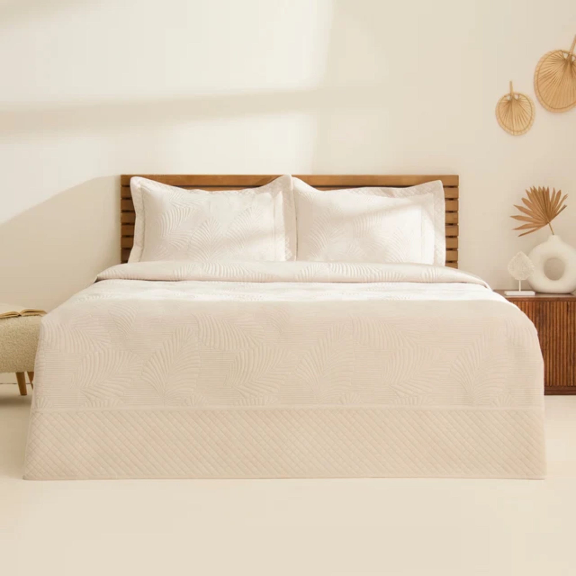 KARACA ENSEMBLE DE COUVRE LIT LEAN ECRU | 230X240CM | 3 PIECES