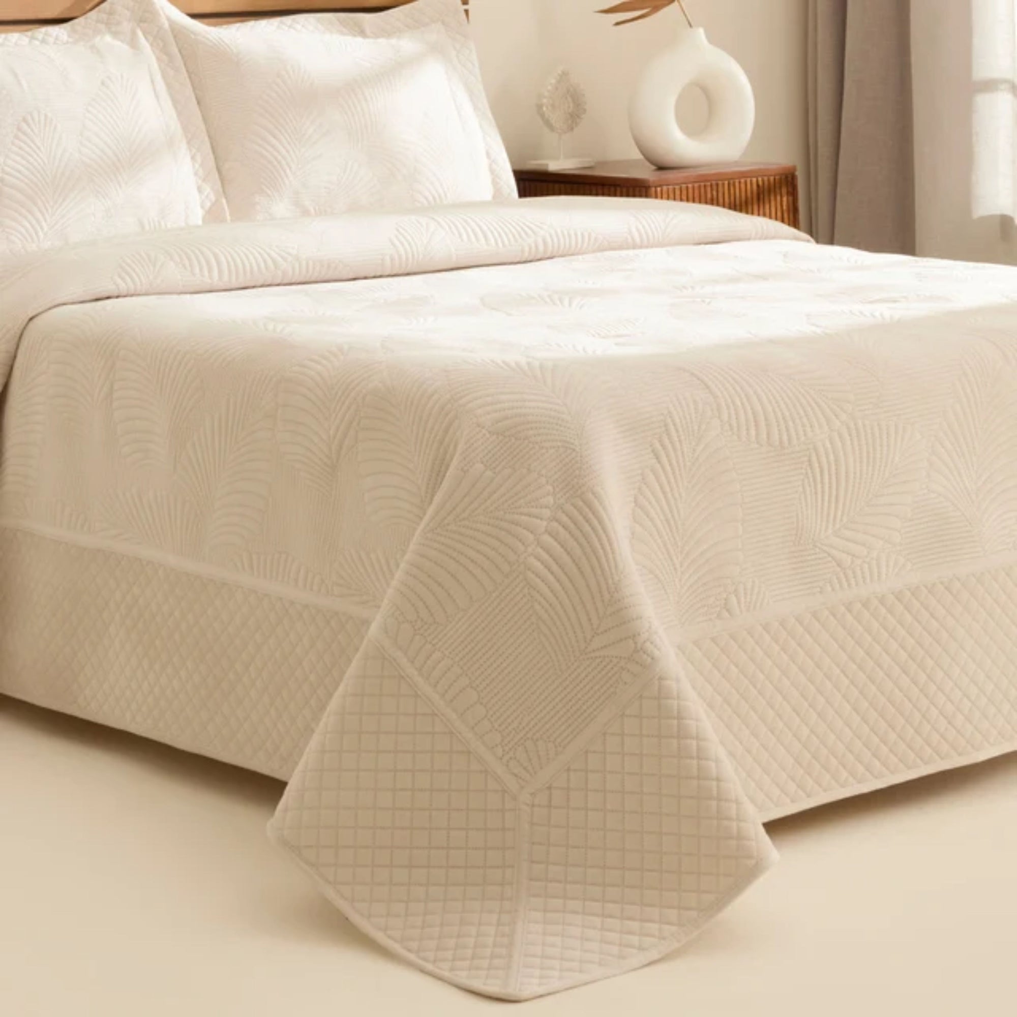 KARACA ENSEMBLE DE COUVRE LIT LEAN ECRU | 230X240CM | 3 PIECES