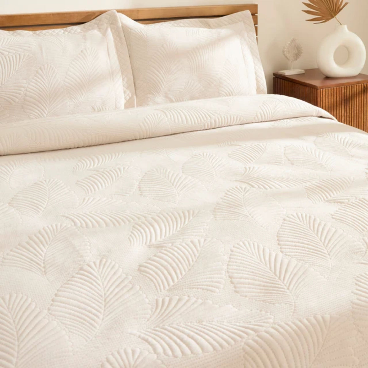 KARACA ENSEMBLE DE COUVRE LIT LEAN ECRU | 230X240CM | 3 PIECES