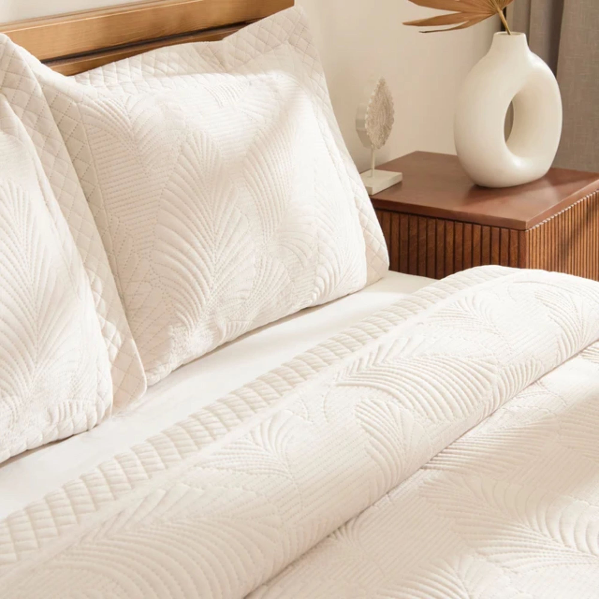 KARACA ENSEMBLE DE COUVRE LIT LEAN ECRU | 230X240CM | 3 PIECES