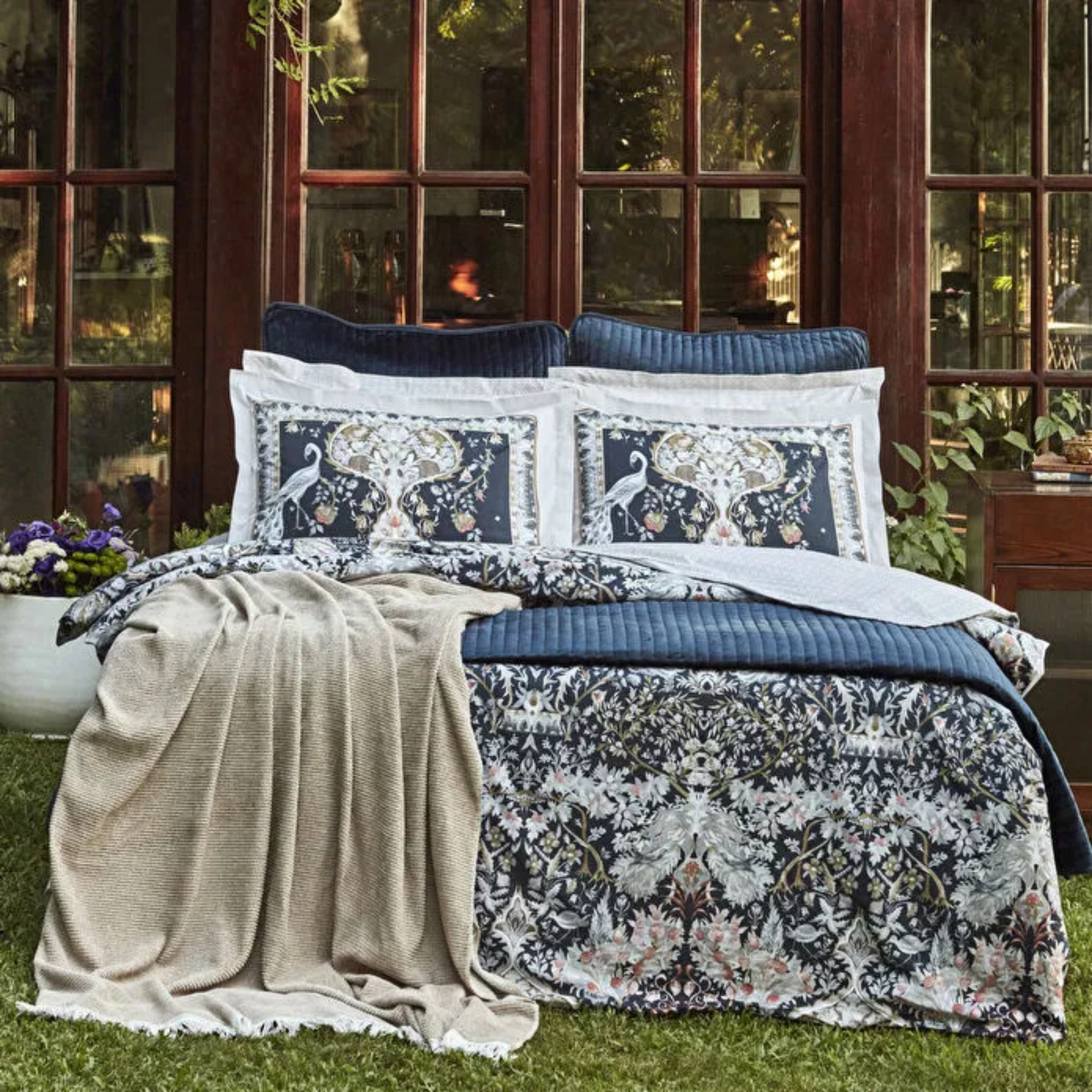 KARACA PARURE DE LIT PAVO BLUE | 6 PIECES