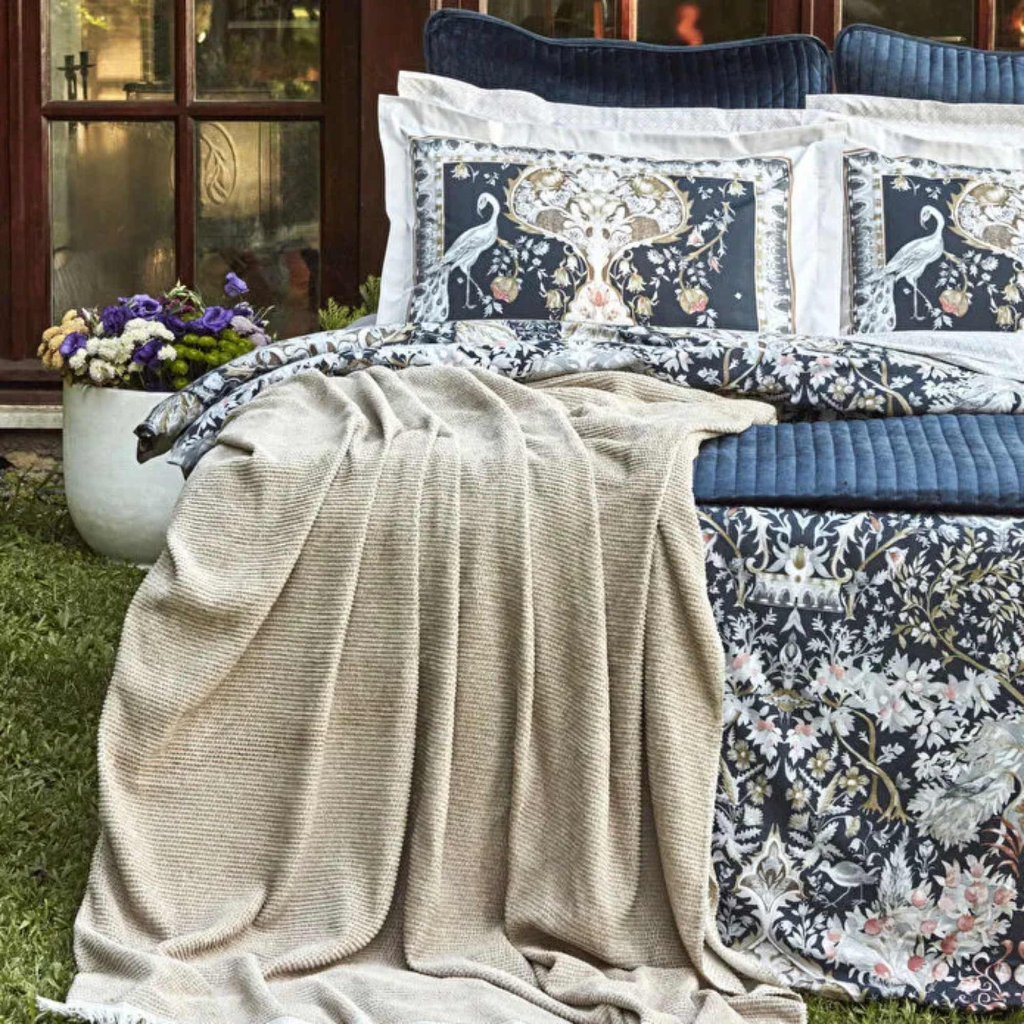 KARACA PARURE DE LIT PAVO BLUE | 6 PIECES