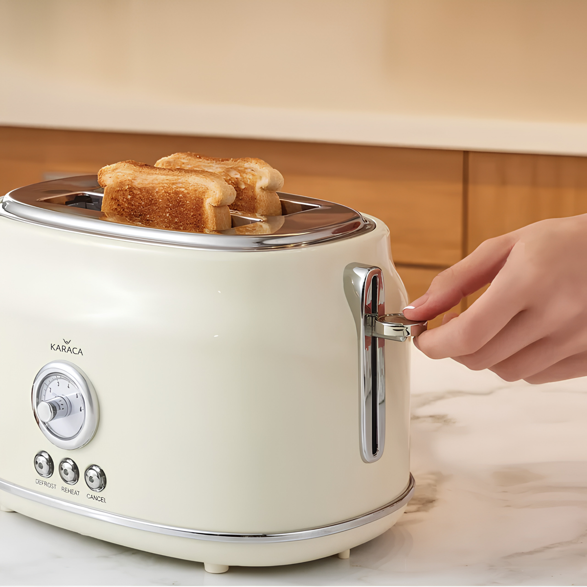 KARACA TOASTER GRILLE PAIN | 2 TRANCHES | RETRO CREME