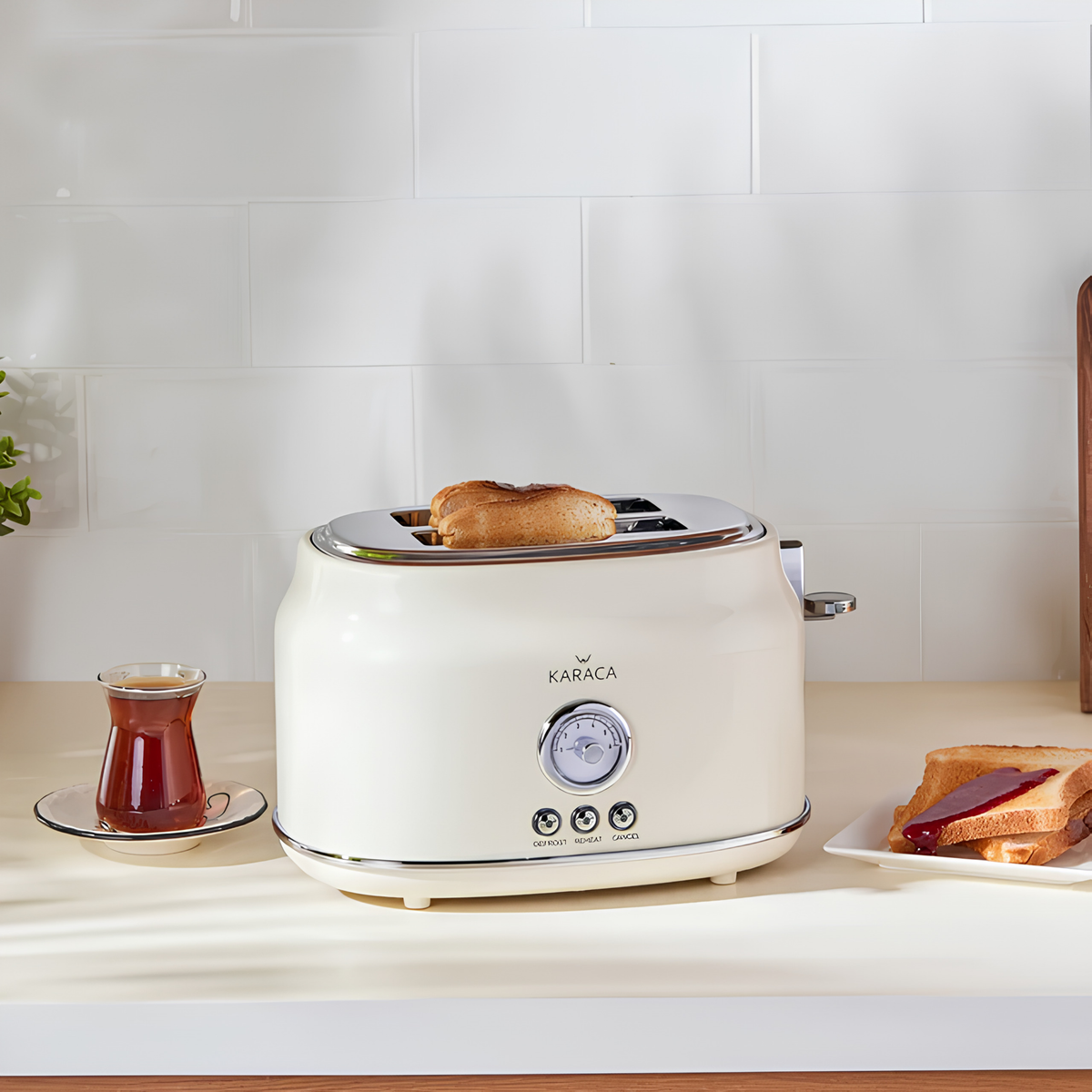 KARACA TOASTER GRILLE PAIN | 2 TRANCHES | RETRO CREME