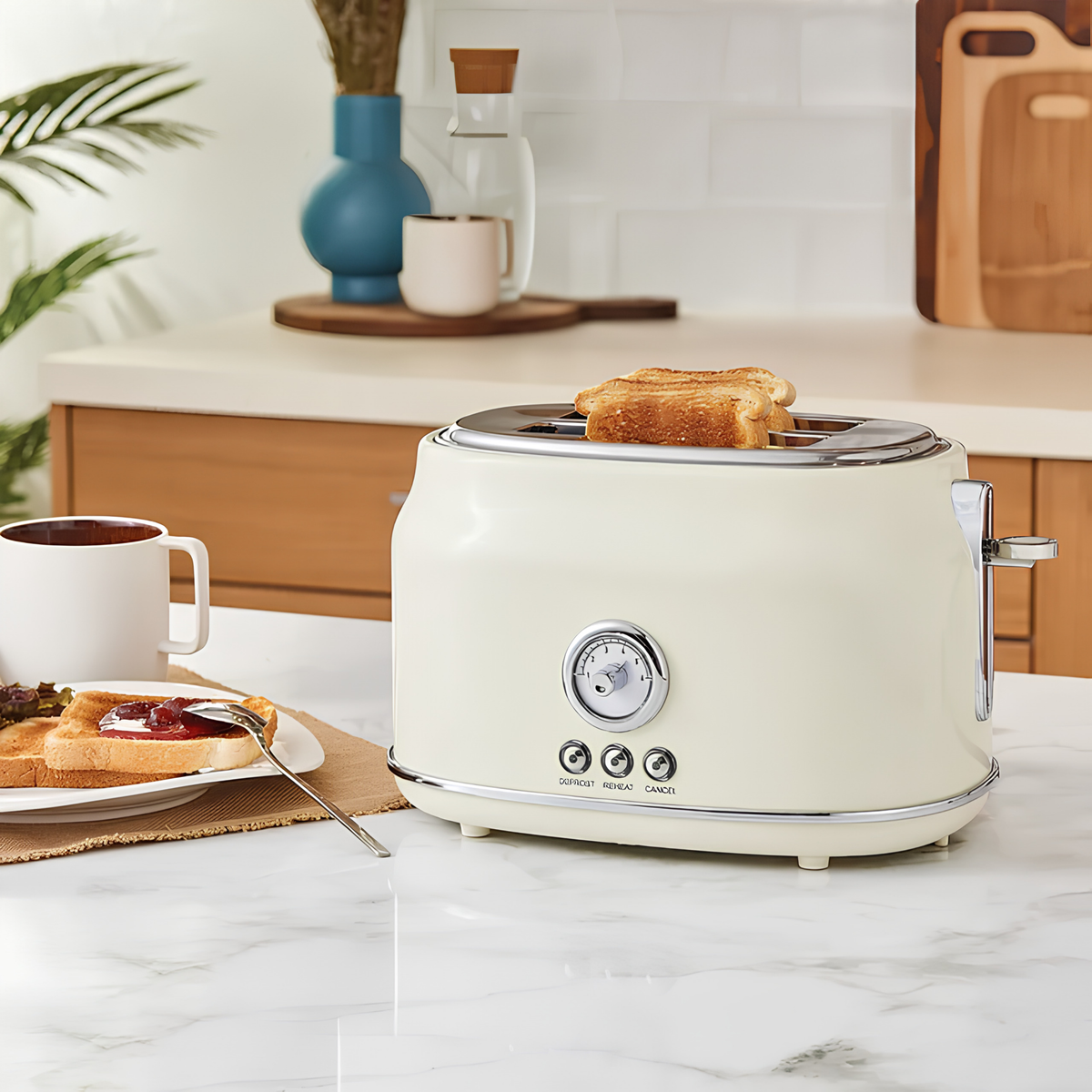 KARACA TOASTER GRILLE PAIN | 2 TRANCHES | RETRO CREME
