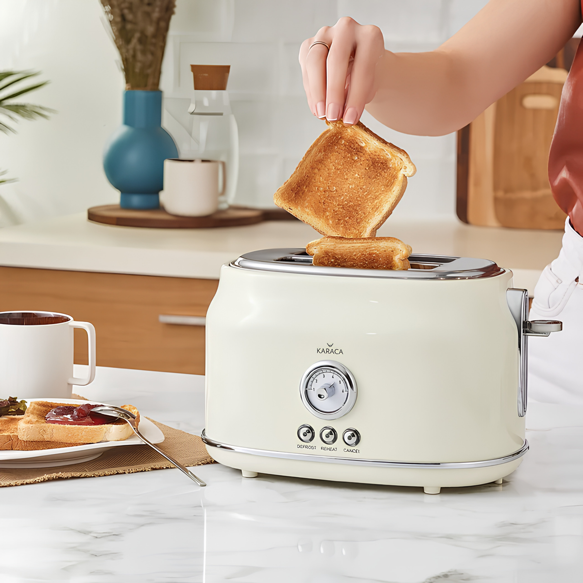 KARACA TOASTER GRILLE PAIN | 2 TRANCHES | RETRO CREME