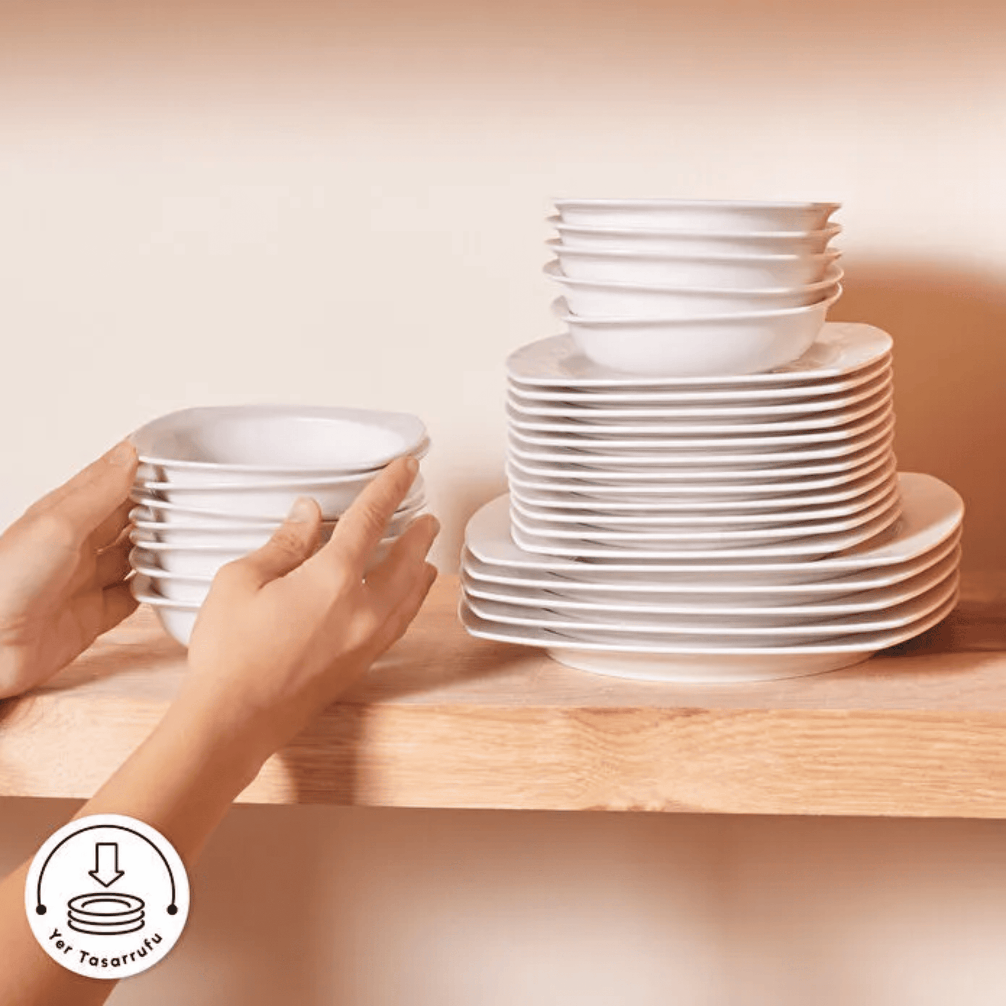KARACA SERVICE DE TABLE BONE DEREN | 60 PIECES | 12 PERSONNES