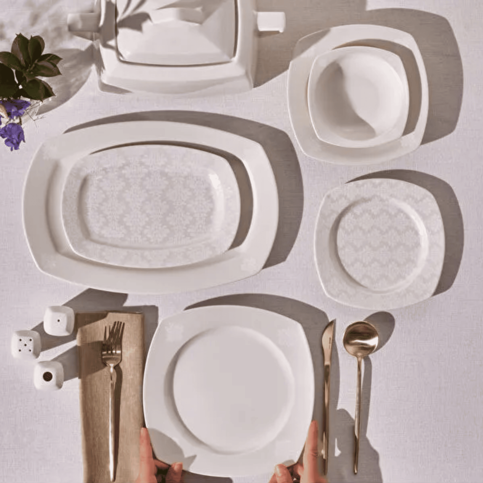 KARACA SERVICE DE TABLE BONE DEREN | 60 PIECES | 12 PERSONNES