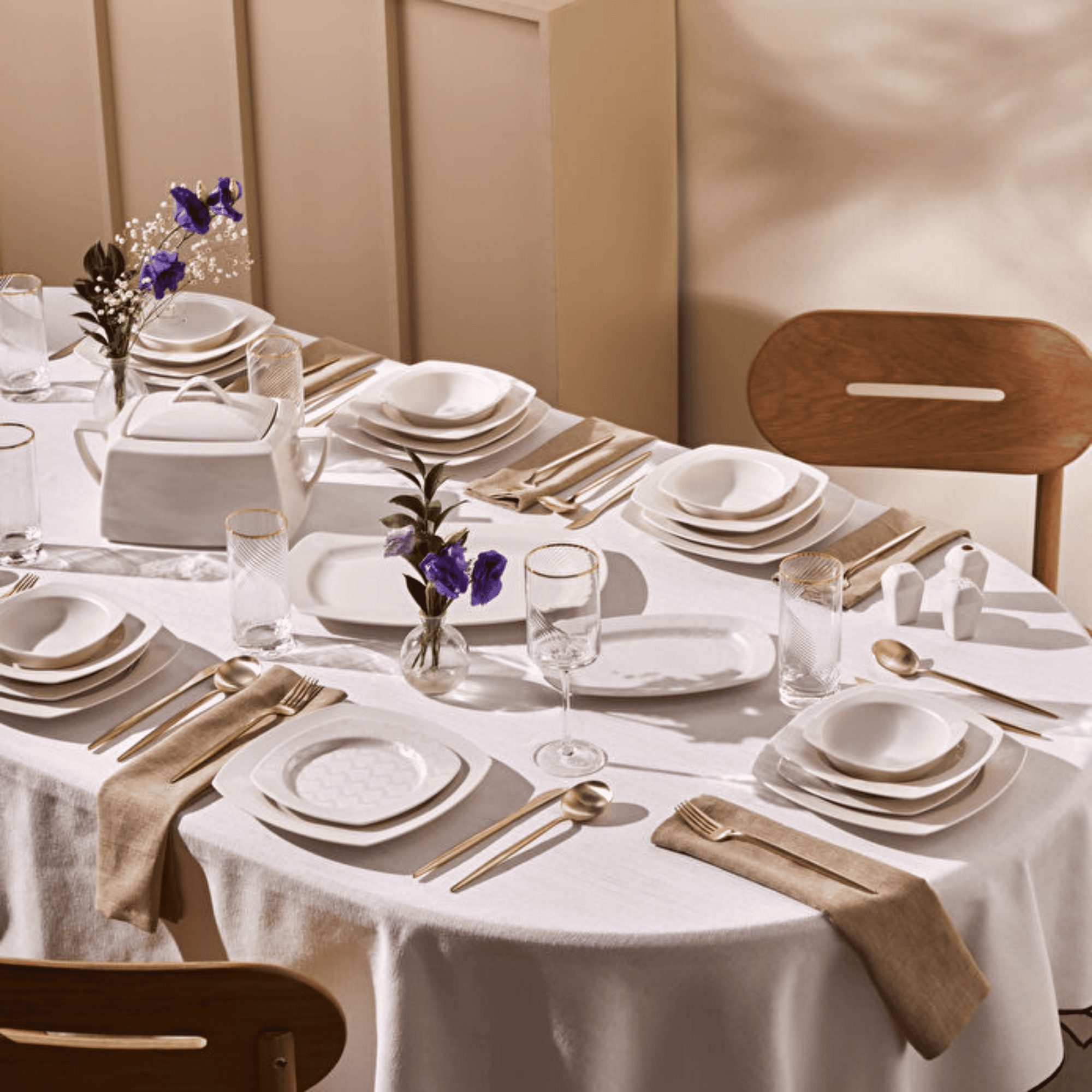 KARACA SERVICE DE TABLE BONE DEREN | 60 PIECES | 12 PERSONNES