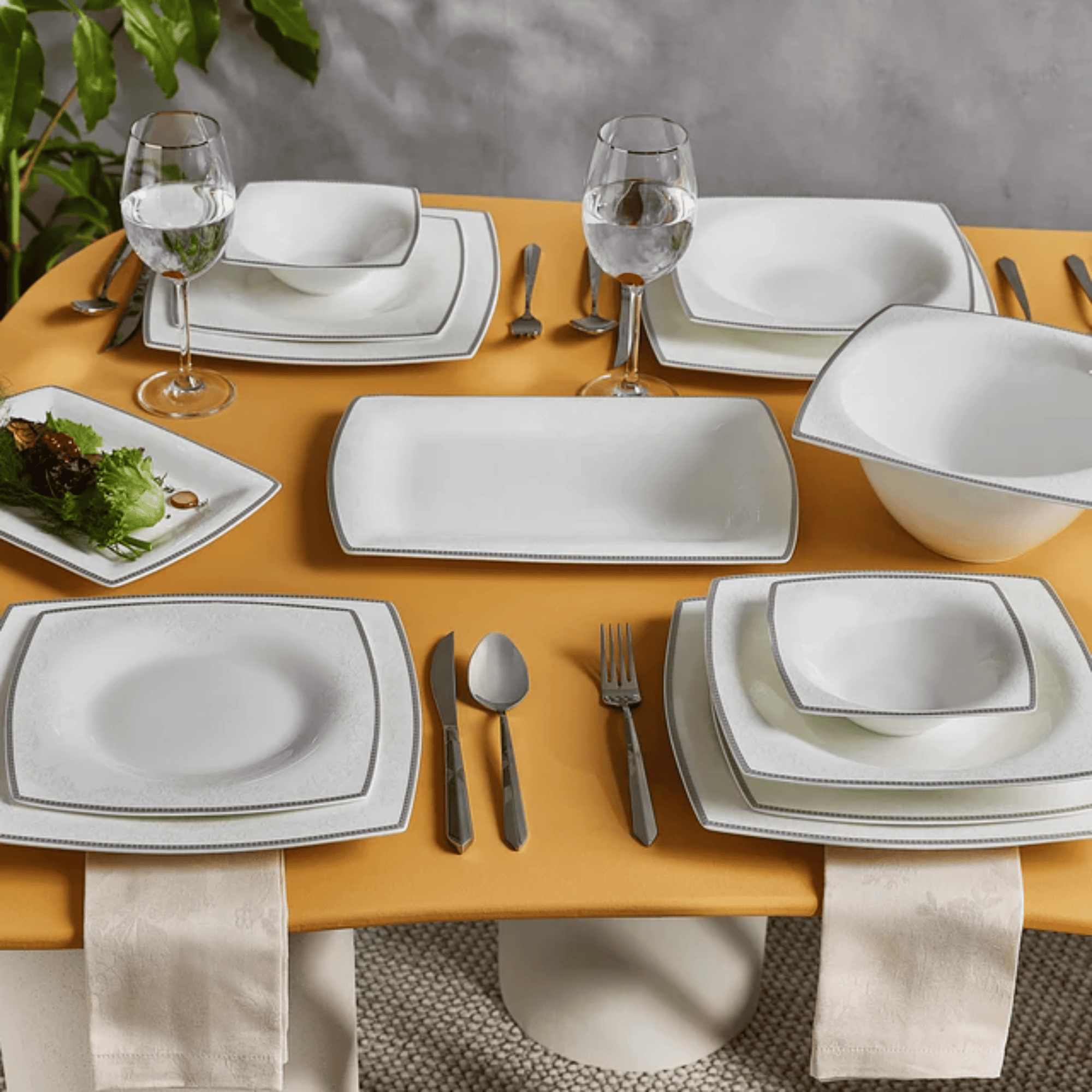 KARACA SERVICE DE TABLE FINE PEARL NEKLUS | 58 PIECES | 12 PERSONNES
