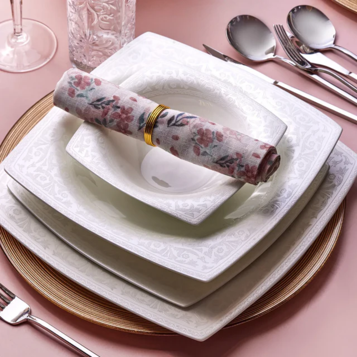 KARACA SERVICE DE TABLE FINE PEARL ROMA | 58 PIECES | 12 PERSONNES