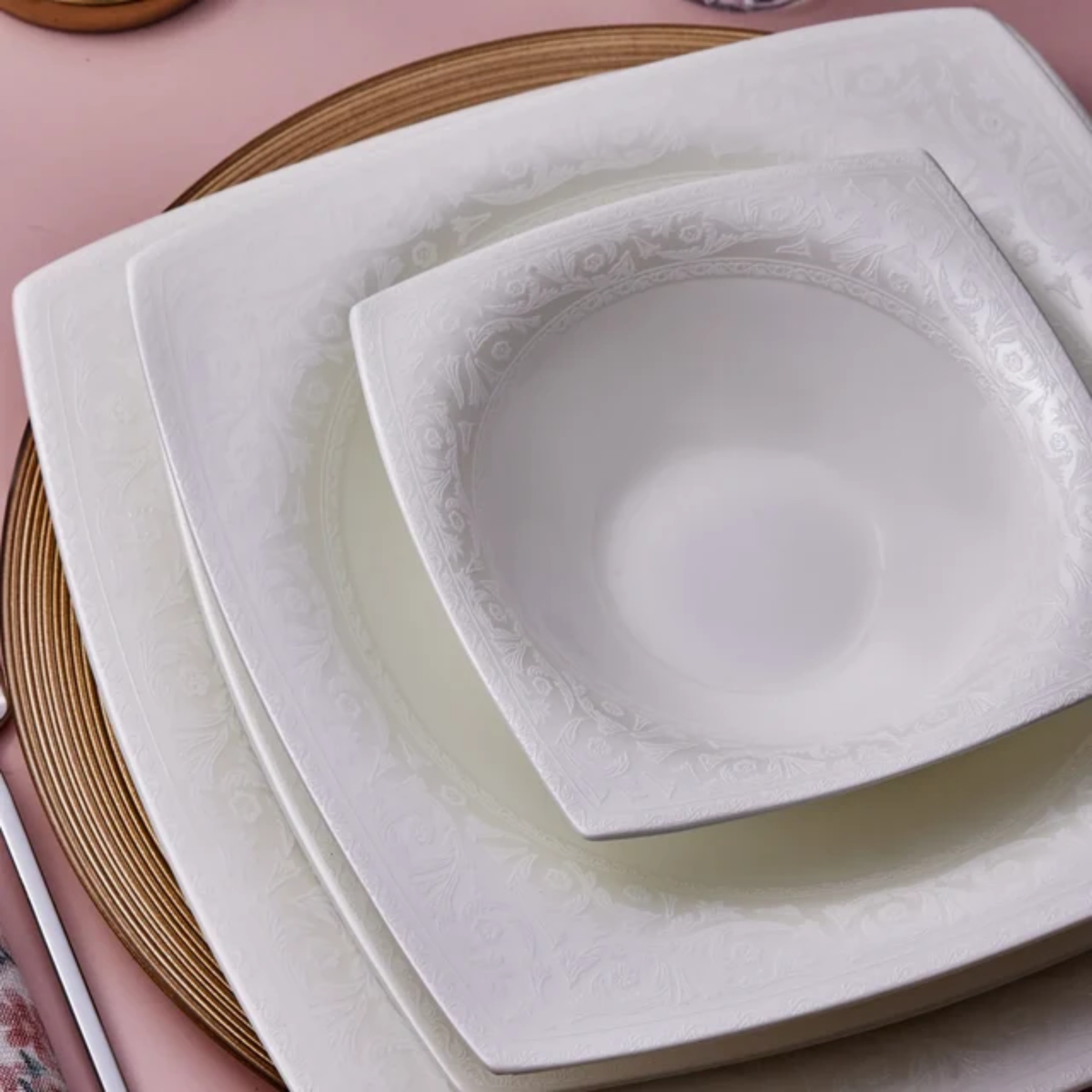 KARACA SERVICE DE TABLE FINE PEARL ROMA | 58 PIECES | 12 PERSONNES