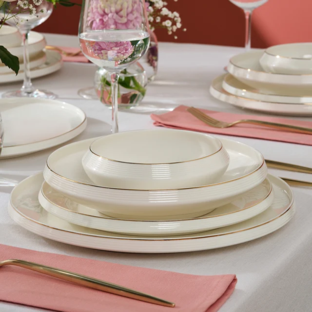 KARACA SERVICE DE TABLE BONE ARIS | 53 PIECES | 12 PERSONNES