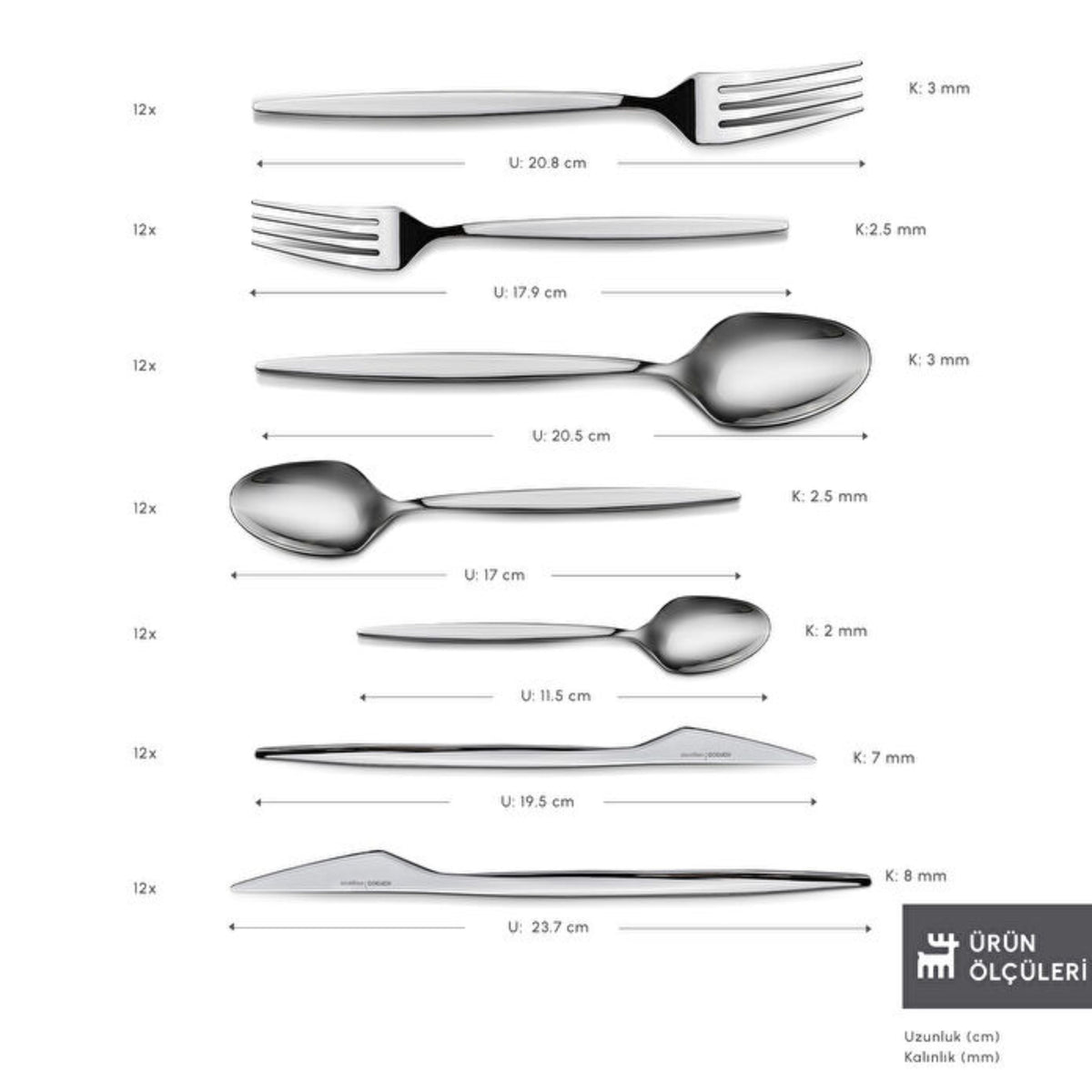 KARACA ENSEMBLE DE COUVERTS ELEGANCE NEW THOR | 84 PIECES | 12 PERSONNES