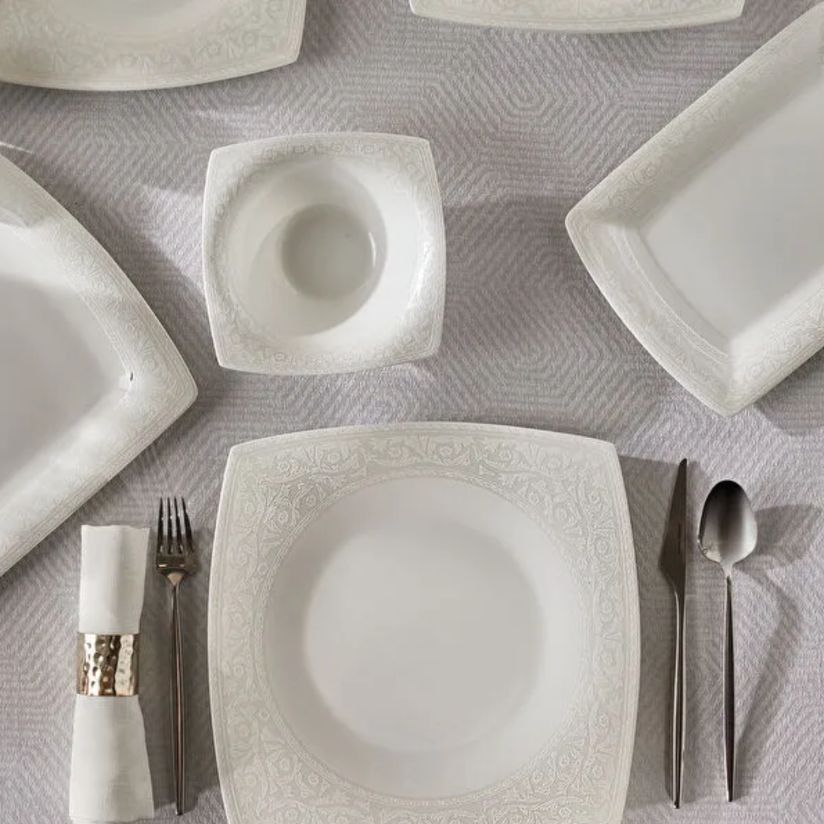 KARACA SERVICE DE TABLE FINE PEARL ROMA | 58 PIECES | 12 PERSONNES