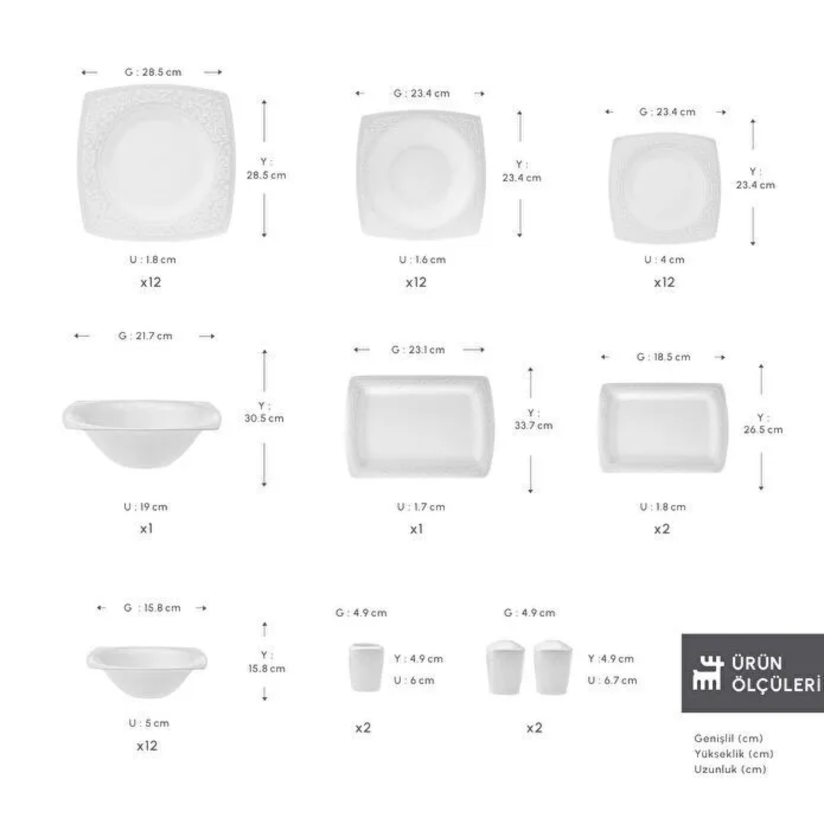 KARACA SERVICE DE TABLE FINE PEARL ROMA | 58 PIECES | 12 PERSONNES