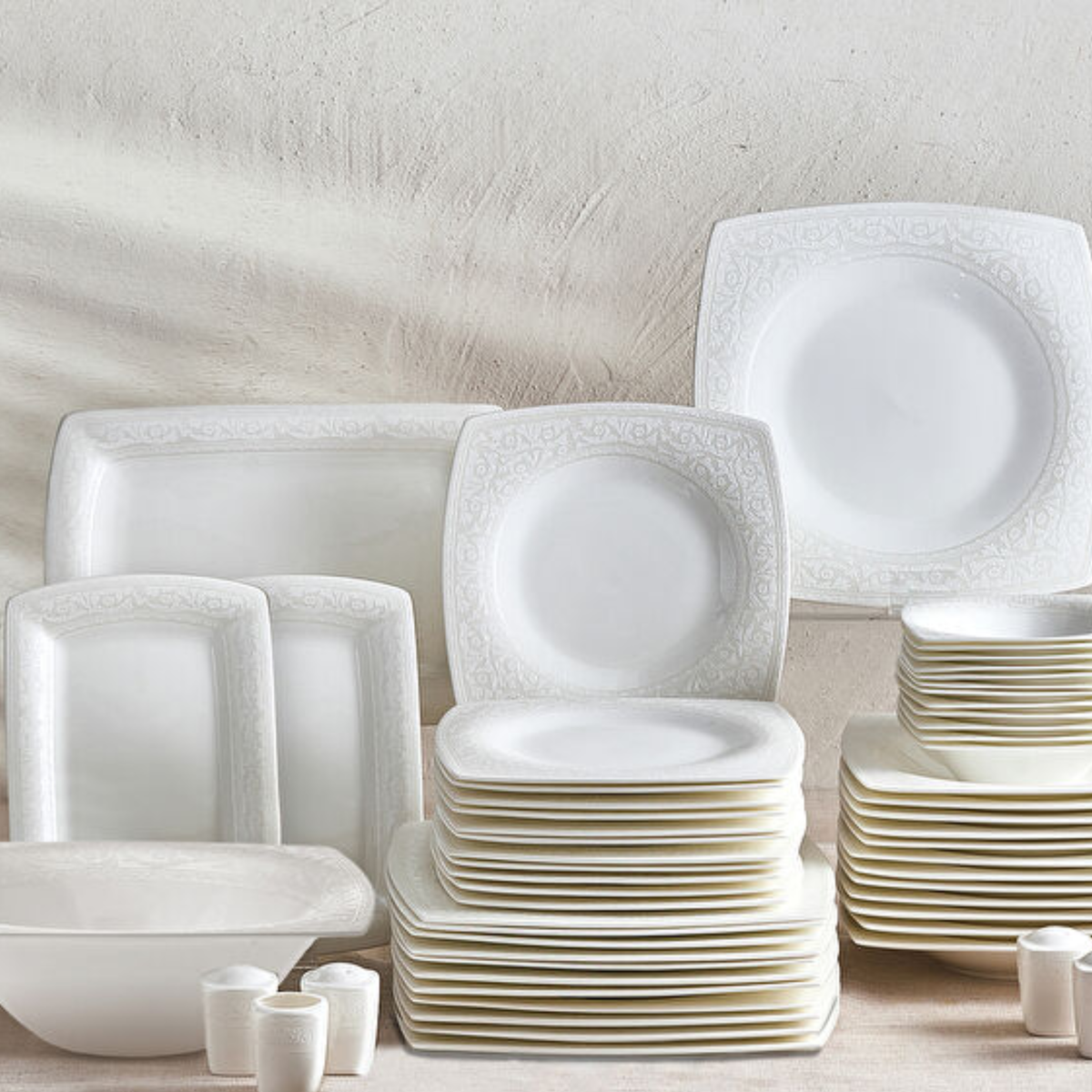 KARACA SERVICE DE TABLE FINE PEARL ROMA | 58 PIECES | 12 PERSONNES