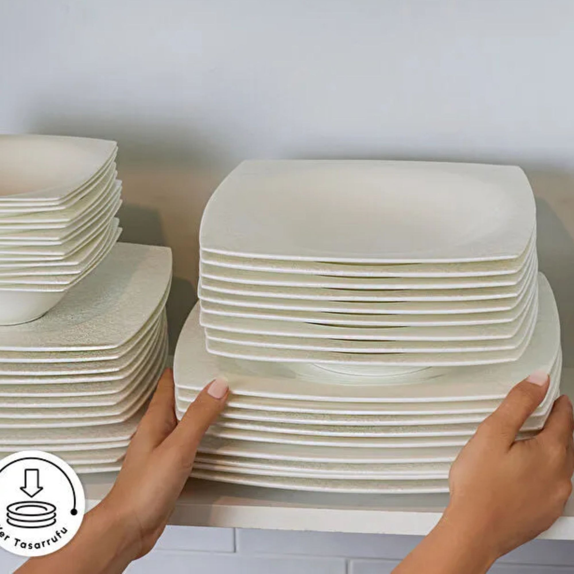KARACA SERVICE DE TABLE FINE PEARL HELEN | 58 PIECES | 12 PERSONNES