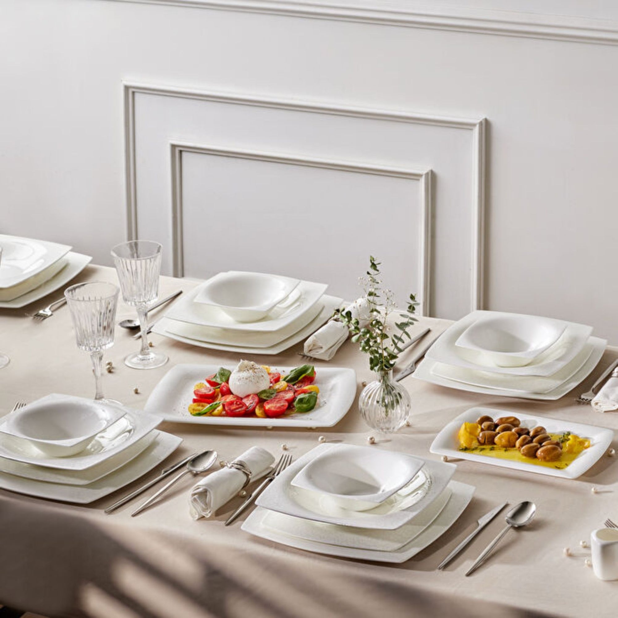 KARACA SERVICE DE TABLE FINE PEARL HELEN | 58 PIECES | 12 PERSONNES
