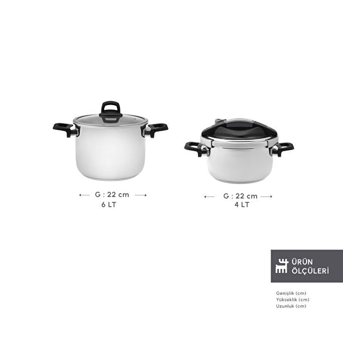 KARACA AUTOCUISEUR PERFECT GREY 4+6LITRES