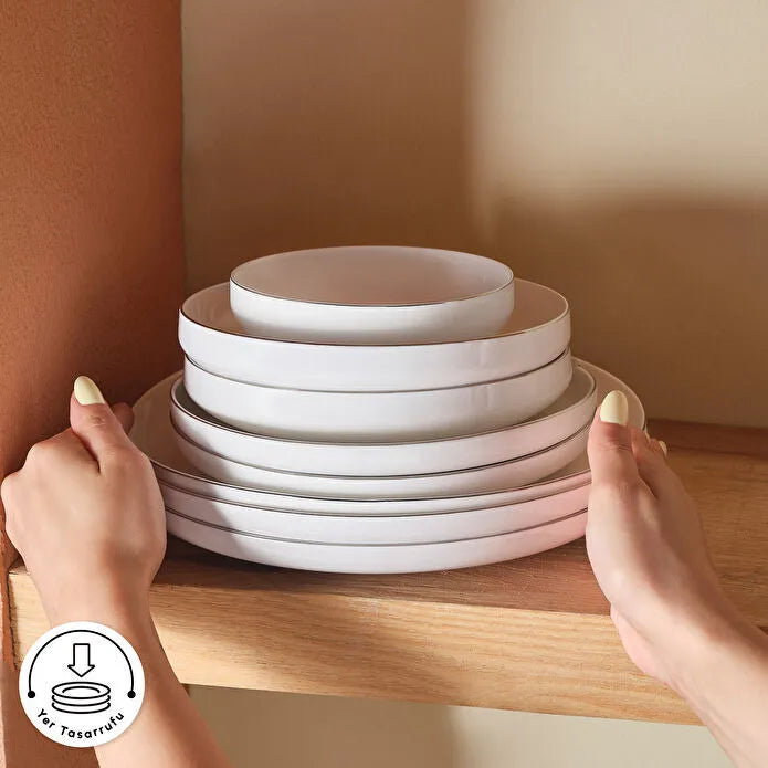 KARACA SERVICE DE TABLE NEW SATURN PLATIN V2 53 PIECES 12 PERSONNES