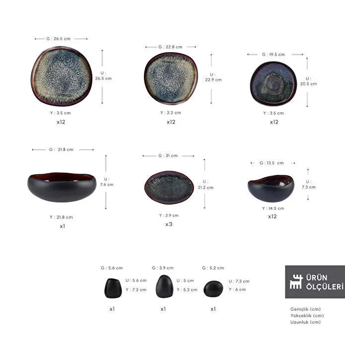 KARACA SERVICE DE TABLE GALACTIC BLACK 55 PIECES