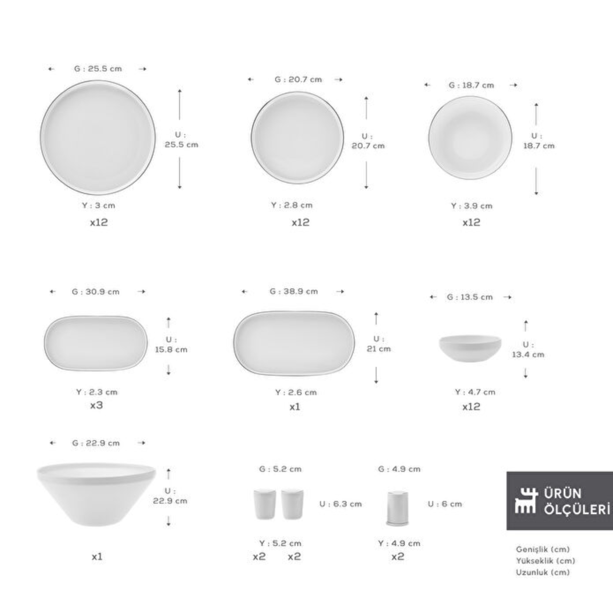 KARACA SERVICE DE TABLE SATURN GOLD | 59 PIECES | 12 PERSONNES