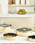 KARACA BATTERIE DE CUISINE EMAILLE CREME ERVA | 14 PIECES