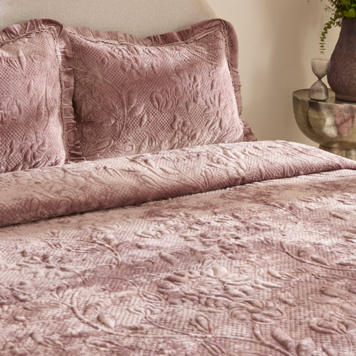 KARACA ENSEMBLE DE COUVRE LIT VIEUX ROSE | 230X240CM | 3 PIECES