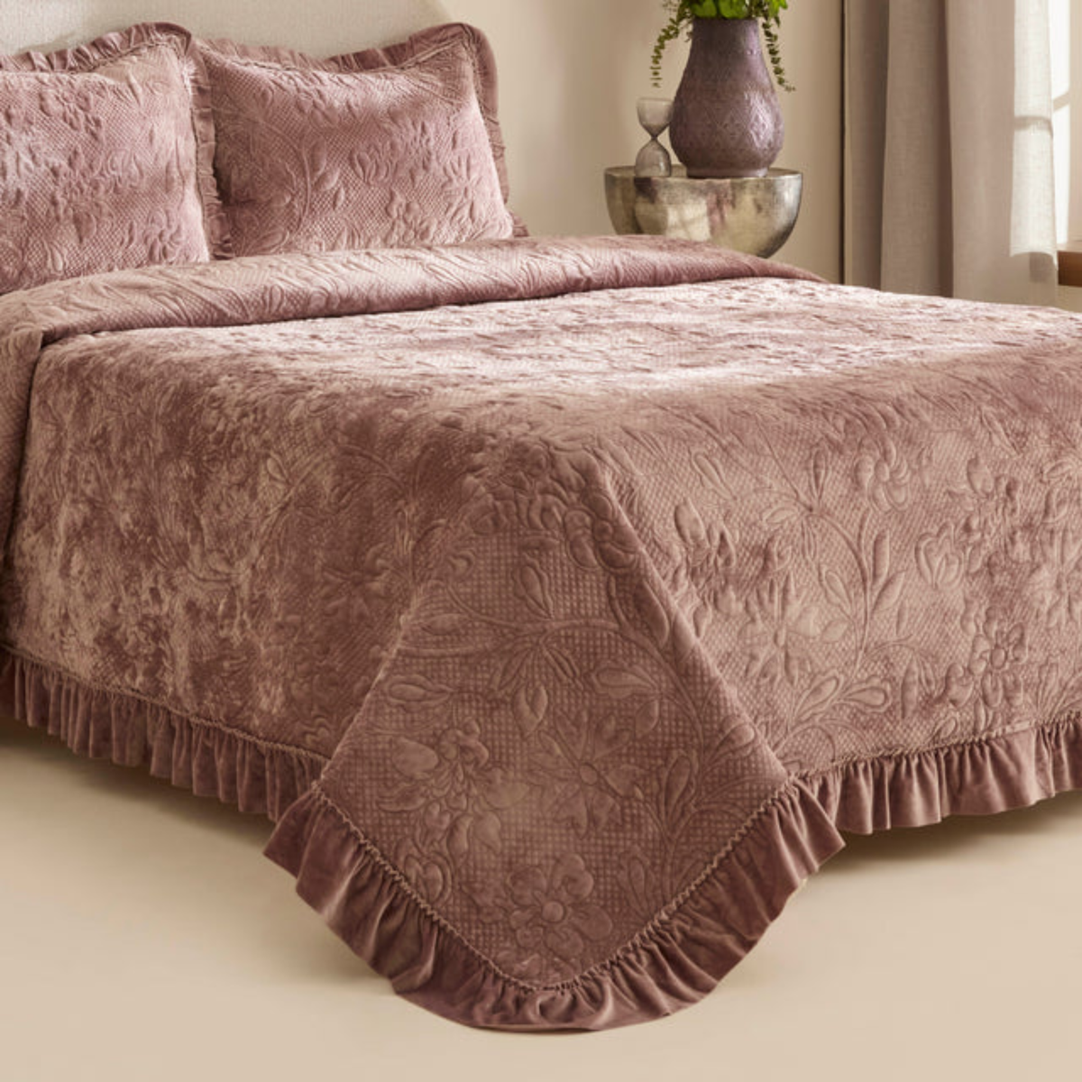 KARACA ENSEMBLE DE COUVRE LIT VIEUX ROSE | 230X240CM | 3 PIECES