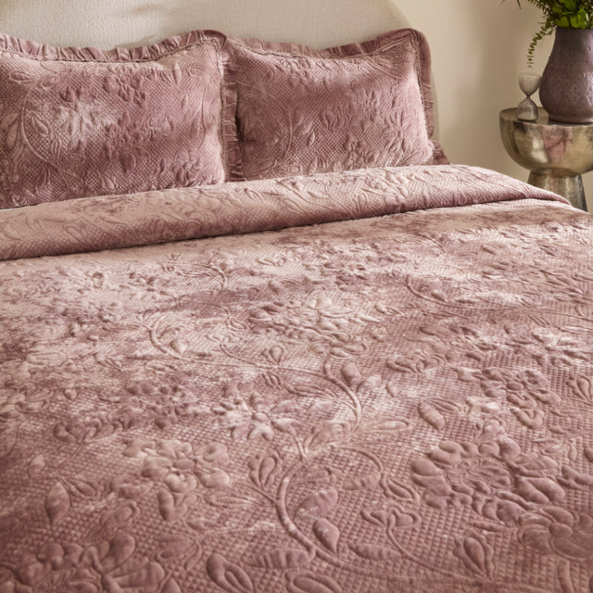 KARACA ENSEMBLE DE COUVRE LIT VIEUX ROSE | 230X240CM | 3 PIECES