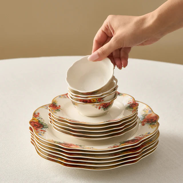 KARACA SERVICE A BRUNCH FOREVER BONE AMAROSE 26PIECES 6PERSONNES