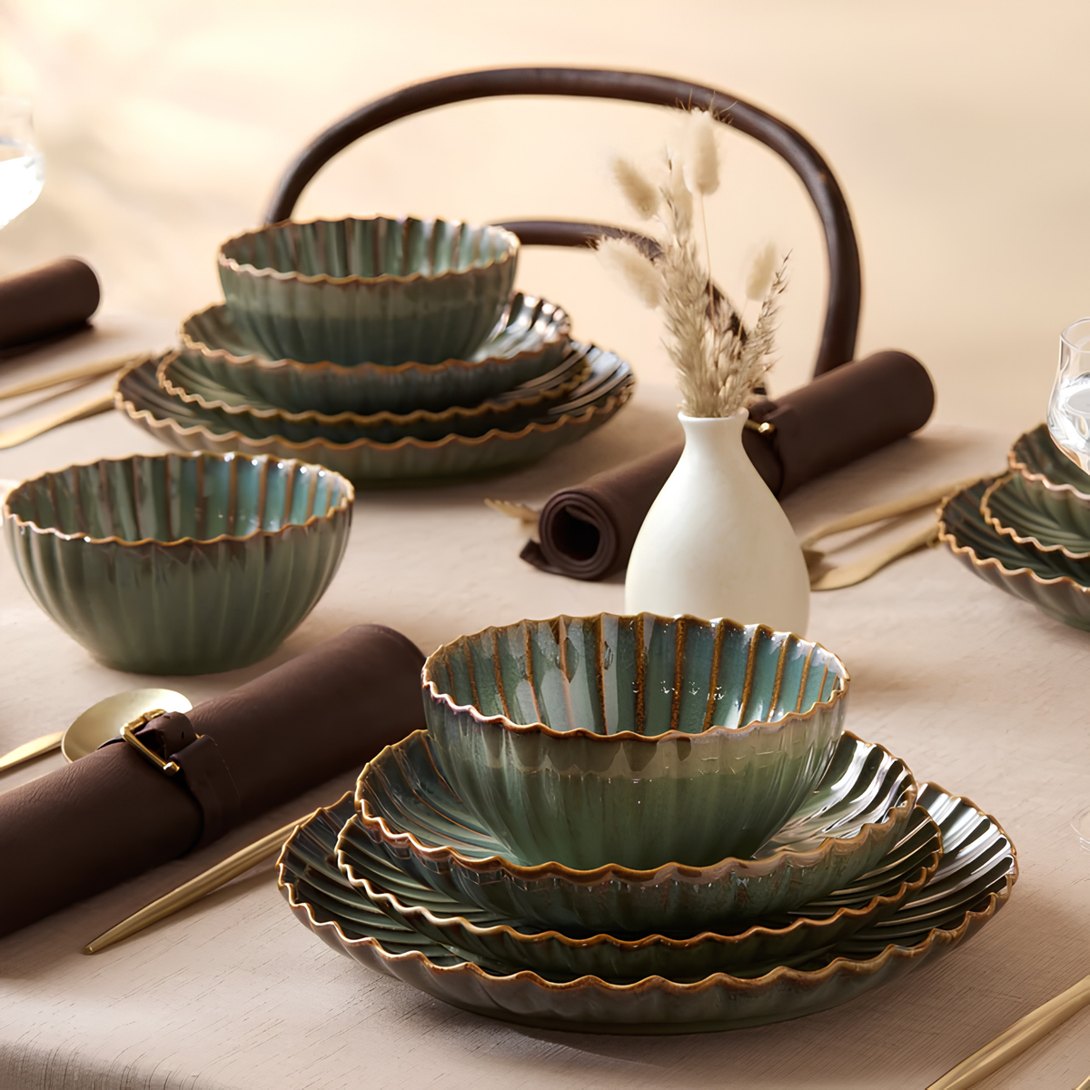 KARACA SERVICE DE TABLE CORA REACTIF | 24 PIECES | 6 PERSONNES