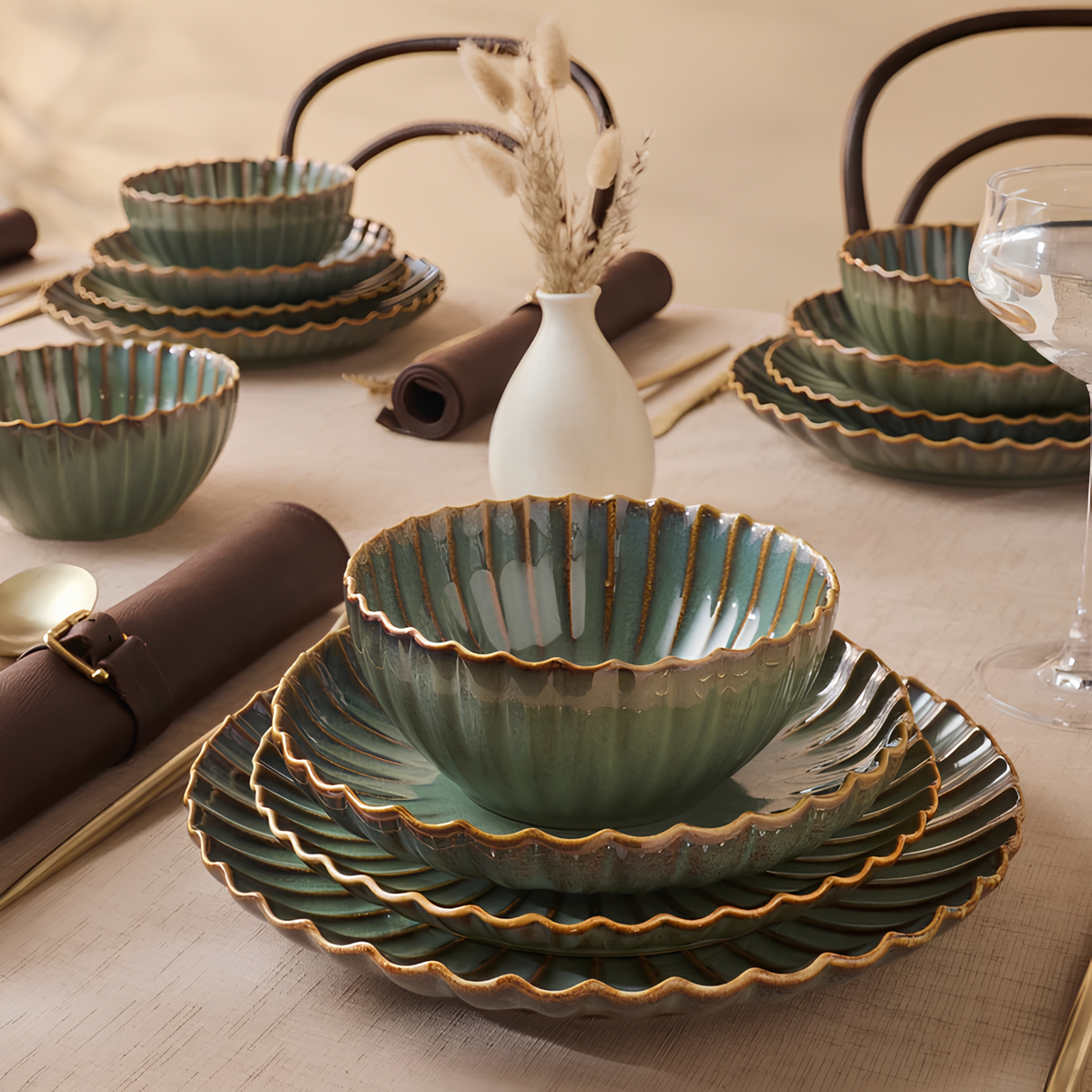 KARACA SERVICE DE TABLE CORA REACTIF | 24 PIECES | 6 PERSONNES