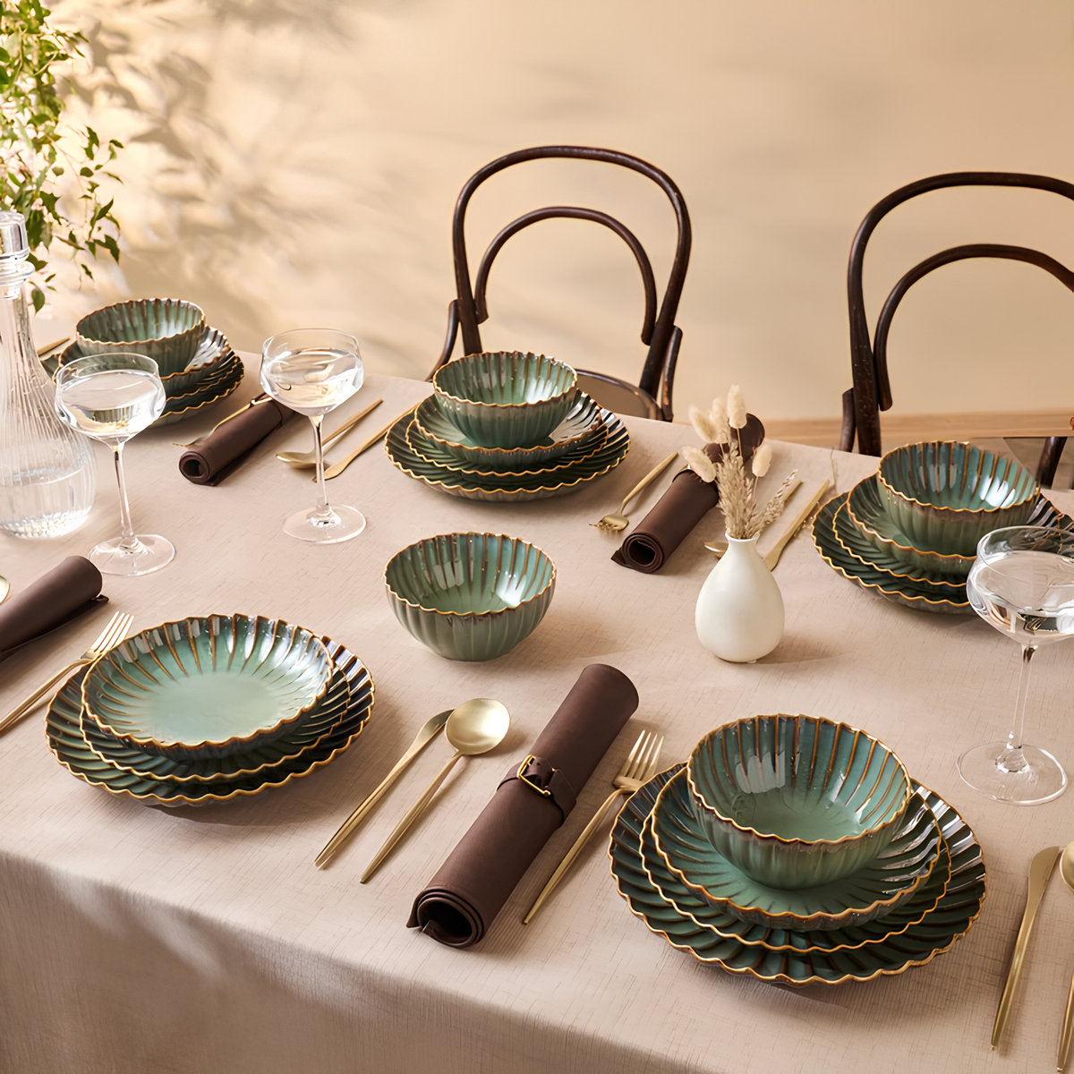 KARACA SERVICE DE TABLE CORA REACTIF | 24 PIECES | 6 PERSONNES