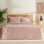 KARACA ENSEMBLE DE COUVRE LIT LEAF ROSE PASTEL 230X240CM