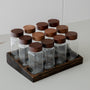 LOT DE 12 POTS A EPICES AVEC SUPPORT ACACIA JAR | 13 PIECES