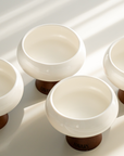 LOT DE 4 COUPELLES APERITIF MIRA ACACIA & PORCELAINE