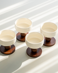 LOT DE 4 COUPELLES APERITIFS SORA ACACIA & PORCELAINE