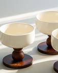 LOT DE 4 COUPELLES APERITIFS SORA ACACIA & PORCELAINE